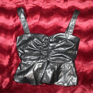 Leather ruffle boutique crop top